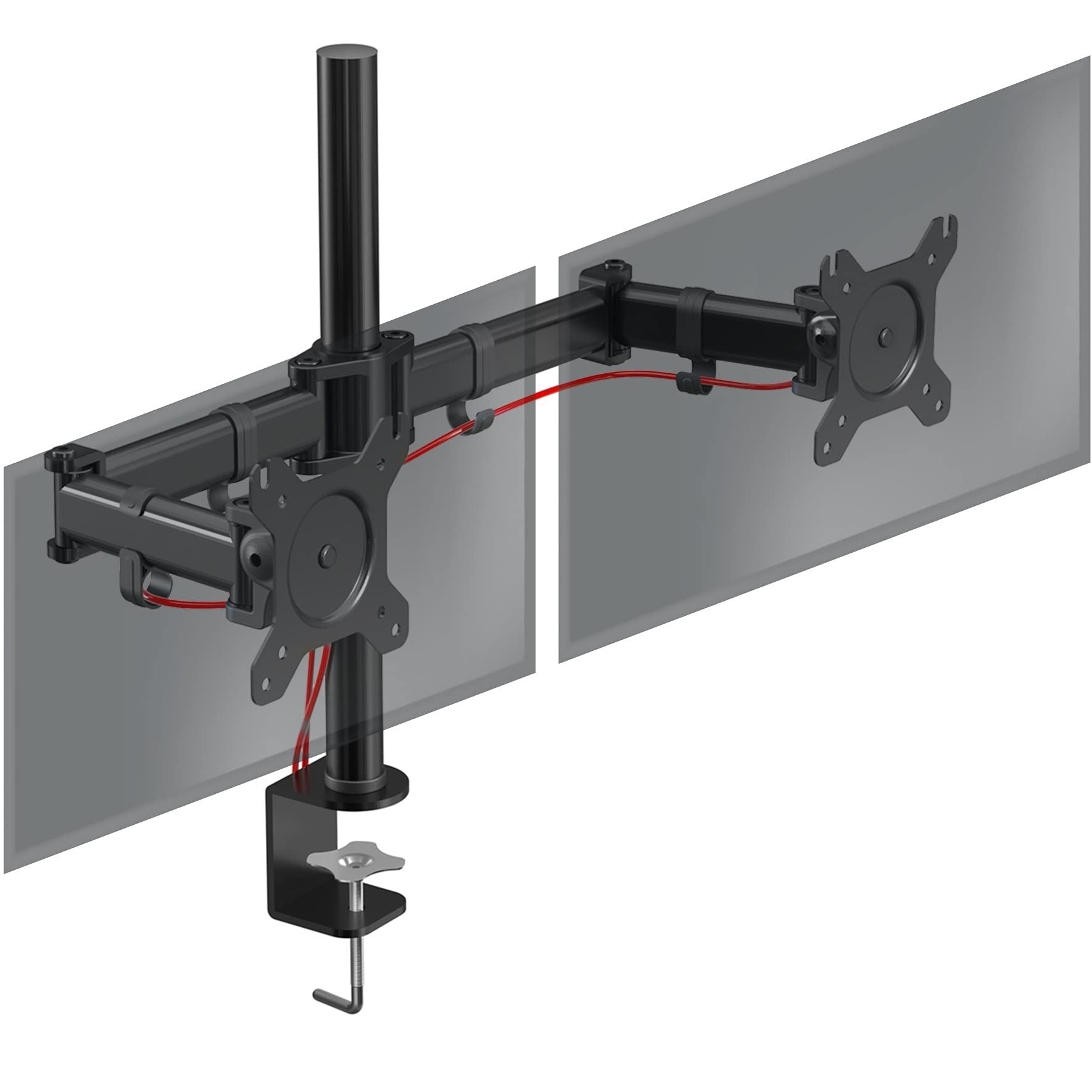 Duronic DM252 BK Dual Monitor Arm - Adjustable Height - Rotatable/Pivotable/Inclined - VESA 75/100 Compatible for LCD/LED Monitors - Steel Construction