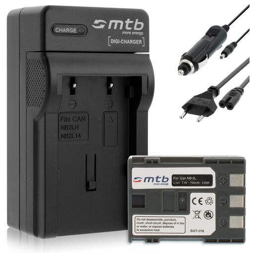 Batería y cargador Mtb More Energy NB-2L para serie Canon MD/MV