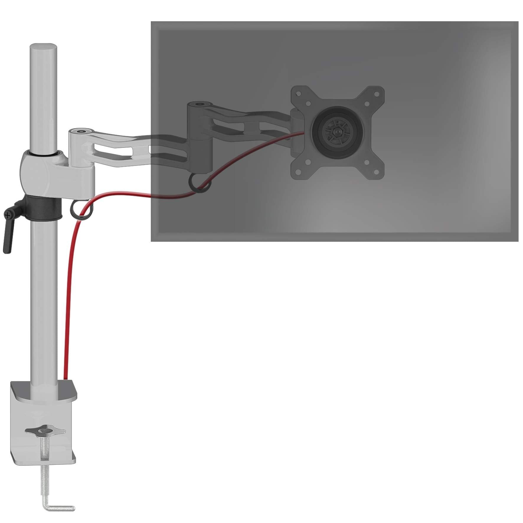 Duronic DM351X3 SR Monitor Arm with Clamp, Silver - Adjustable Height, Rotatable/Tiltable/Swingable, Universal VESA 75/100 Compatibility, 2 Extensions, Aluminum