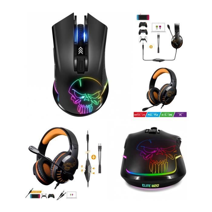 Wireless Gaming Mouse 2.4GHz 6 Buttons 4800dpi + Spirit of Gamer Pro Headset