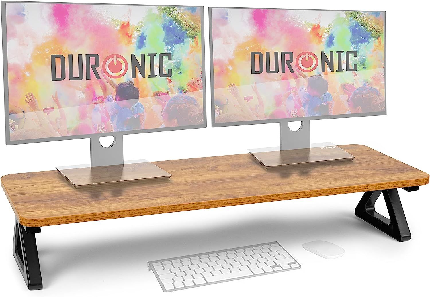 Duronic DM06-2 AO Dual Monitor Stand, MDF, 82 x 30 cm, Laptop Screen Elevator for 1 or 2 Screens, 13.5 inches Workspace Ergonomic Design with Storage