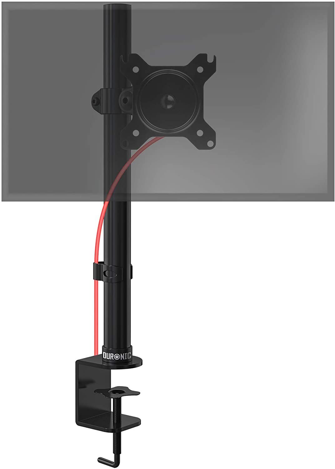 Duronic DM151X1 Monitor Arm with Claw for Desk, Adjustable Height, Rotation/Tilt/Swing, VESA 75/100 Compatibility, Included Cable Management Clips, Steel