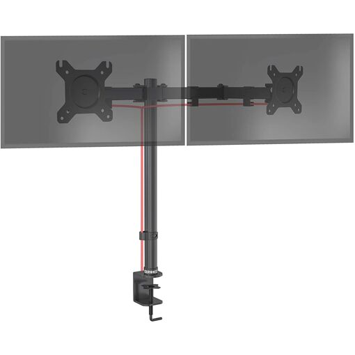 Soporte para dos monitores Duronic DM152 con montaje VESA, altura ajustable, giratorio, inclinable y gestión de cables