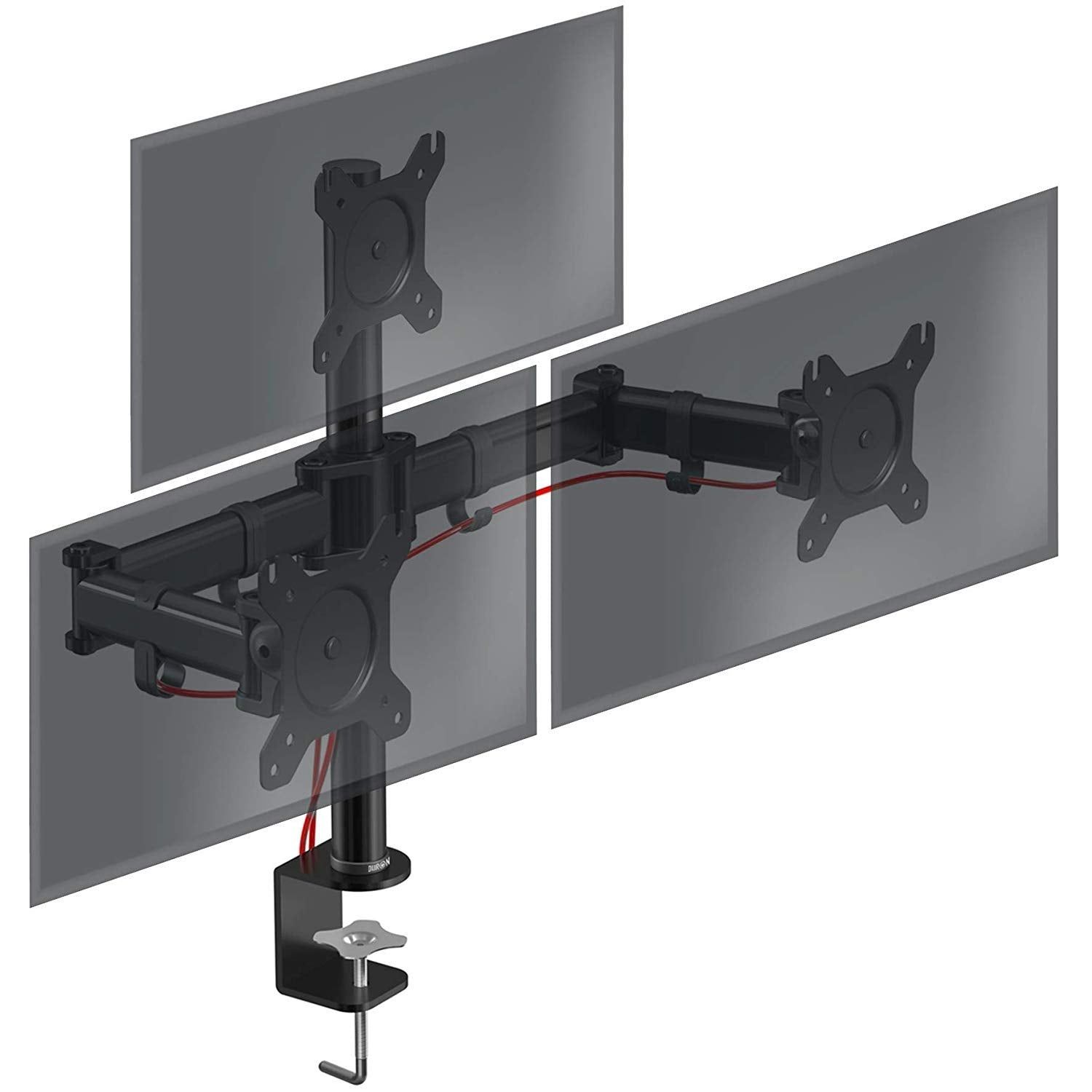 Duronic DM253 3-Screen Monitor Stand with Adjustable Height, Rotatable/Tiltable/Pivotable, Universal Compatibility with LCD/LED Monitors VESA 75/100