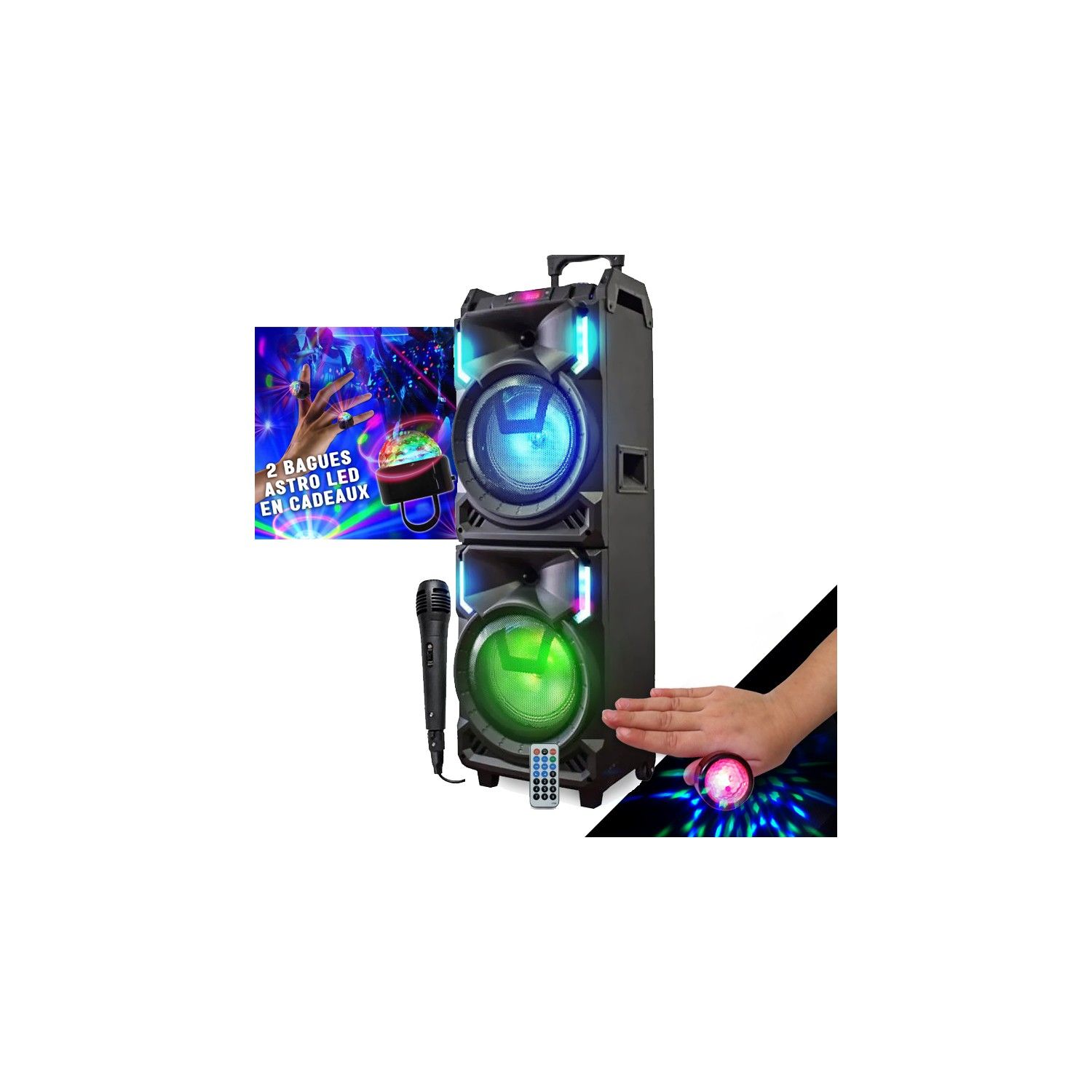 Altavoces Portátiles de Karaoke Inovalley MS01XXL de 800W con Bluetooth y Luces LED