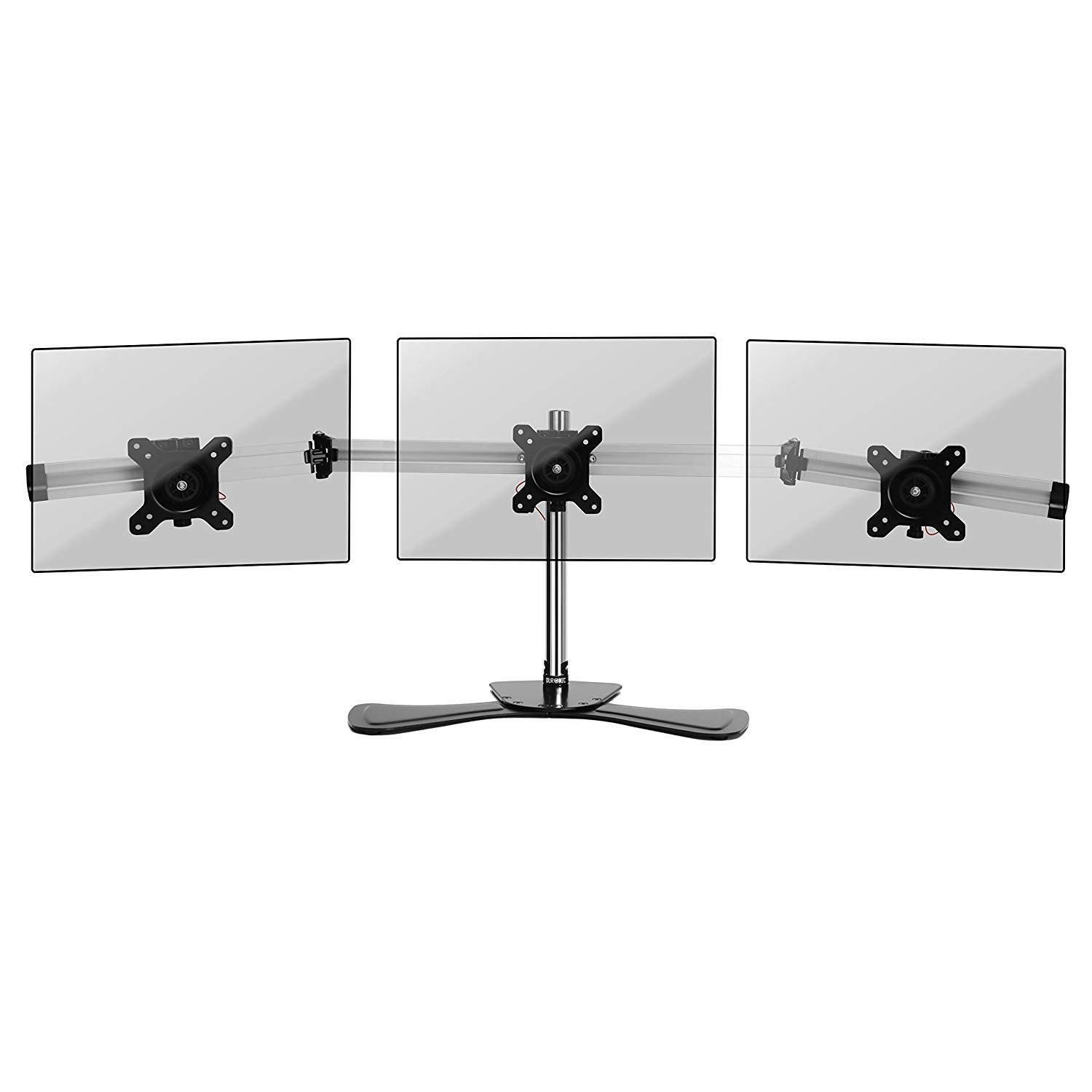 Duronic DM753 Triple Monitor Stand with Adjustable Height and Rotation, VESA 75/100 Compatible, Aluminum Arm with Cable Management