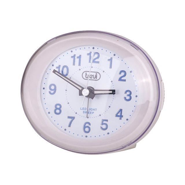 Trevi Oval Quartz Desk Alarm Clock, White