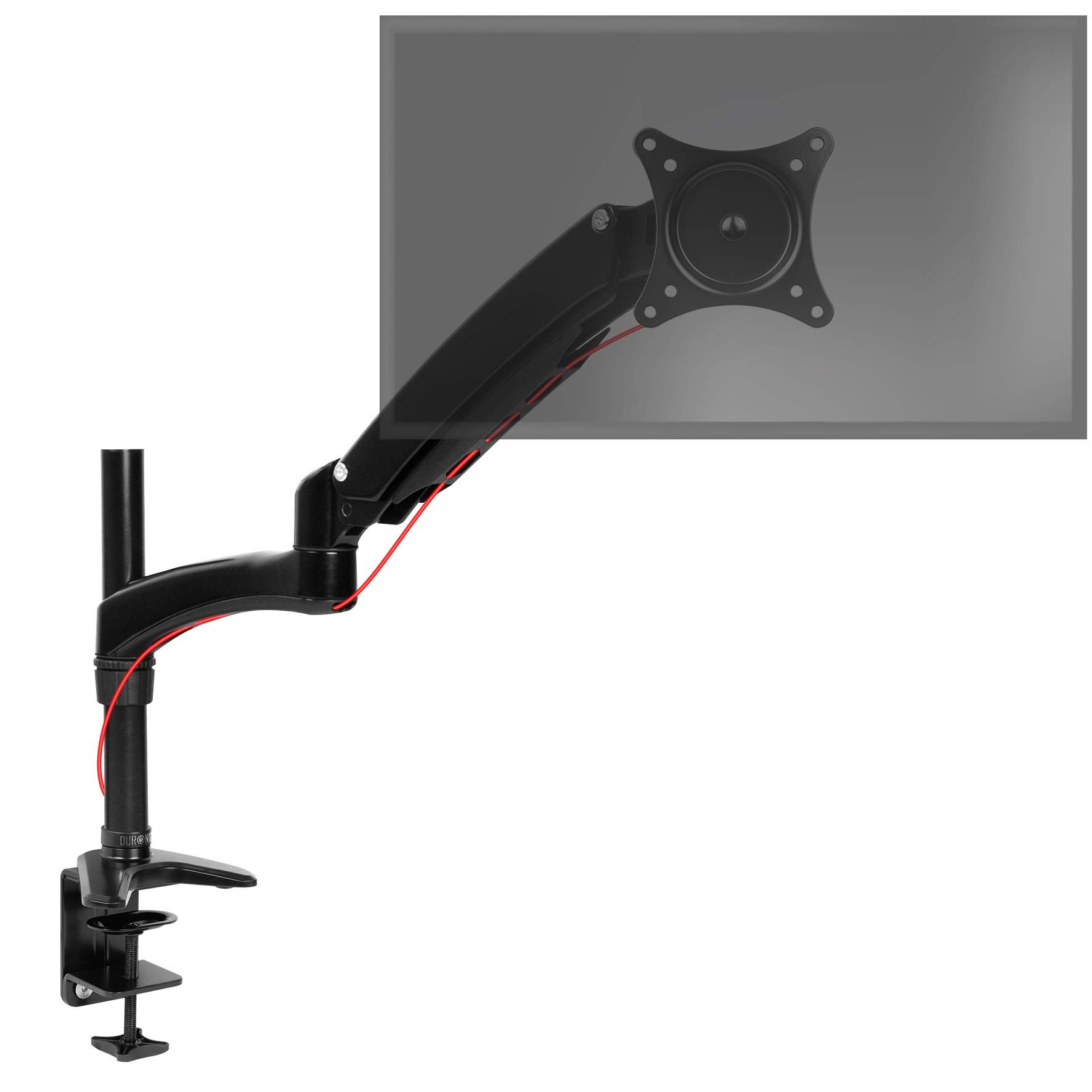 Duronic DM551X2 Monitor Arm with Clamp for Desk - Spring Mechanism - Instant Adjustments - Adjustable Height - VESA 75/100 Compatibility - Aluminum - 1 Extension