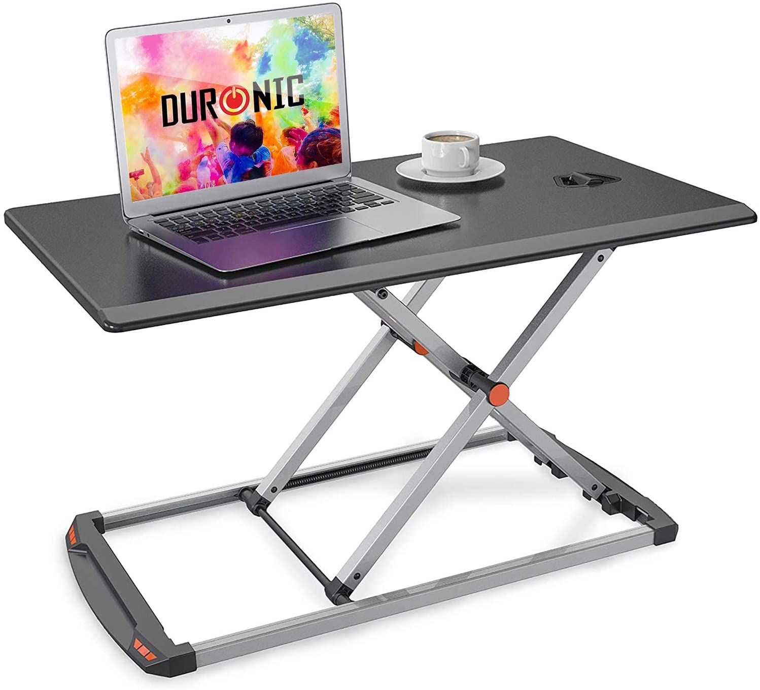 Duronic DM05D11 Black Standing Desk / Workstation, Adjustable Height 6-40 cm, 74 x 43 cm, Steel, Ergonomic Workspace