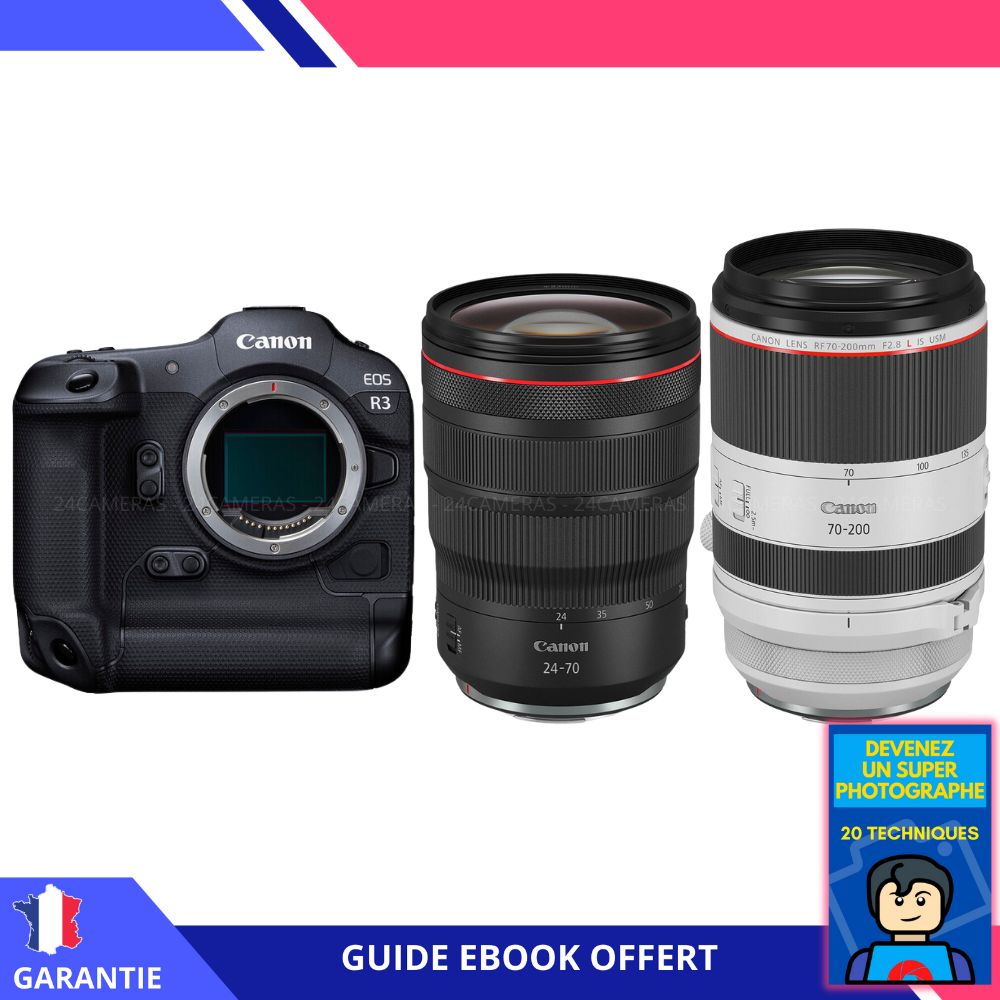 Canon EOS R3 + RF 24-70mm f/2.8 L IS USM + RF 70-200mm f/2.8 L IS USM + Ebook 'Devenez Un Super Photographe' - Appareil Photo Canon