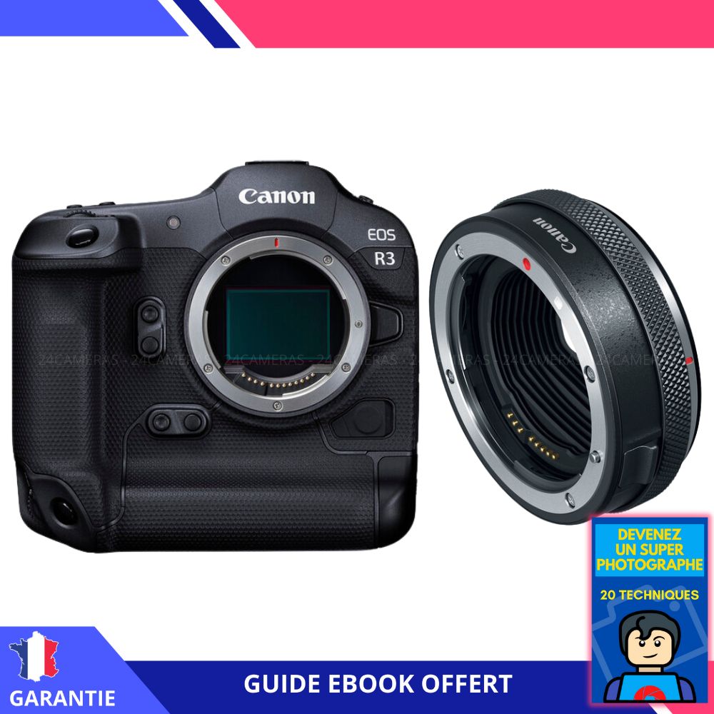 Canon EOS R3 + Canon EF-EOS R Premium + Ebook 'Devenez un Super Photographe' - Appareil photo reflex
