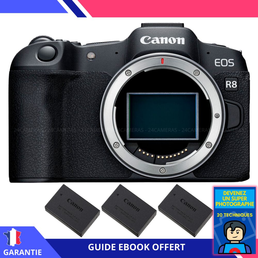 Canon EOS R8 + 3 LP-E17 Batteries + Ebook - Become a Super Photographer