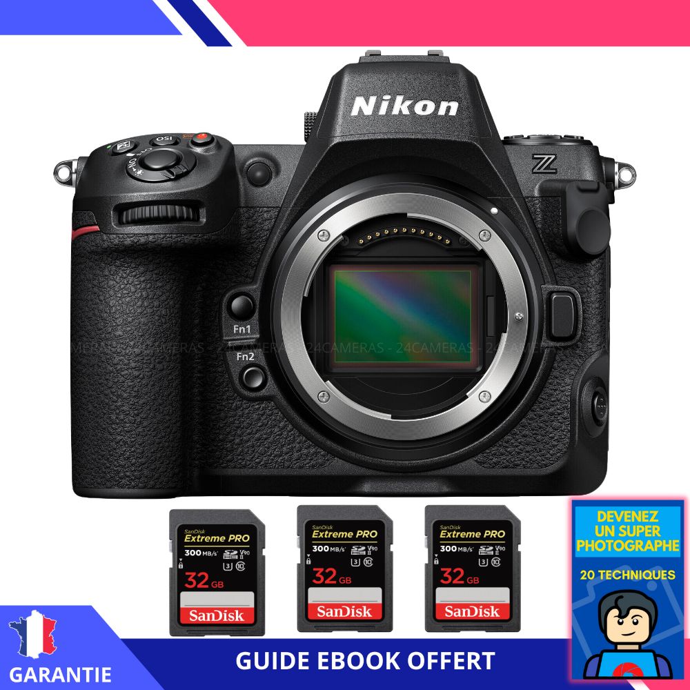 Nikon Z8 + 3 SanDisk 32GB Extreme PRO UHS-II SDXC 300MB/s Memory Cards + Ebook 'Become a Super Photographer' - Nikon Camera