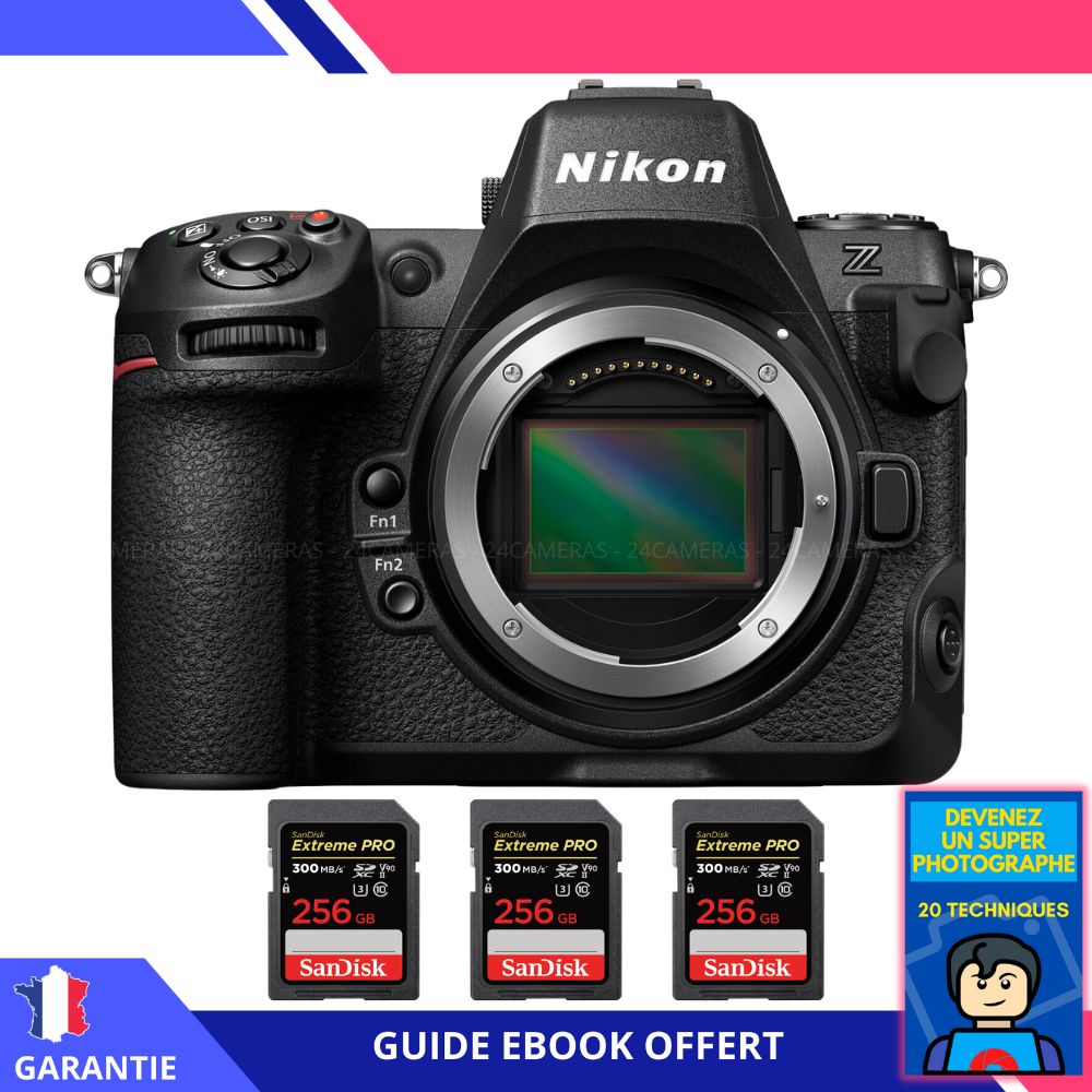 Nikon Z8 Camera + 3 SanDisk 256GB Extreme PRO UHS-II SDXC 300MB/s Cards + Ebook 'Become a Super Photographer' - Nikon Camera