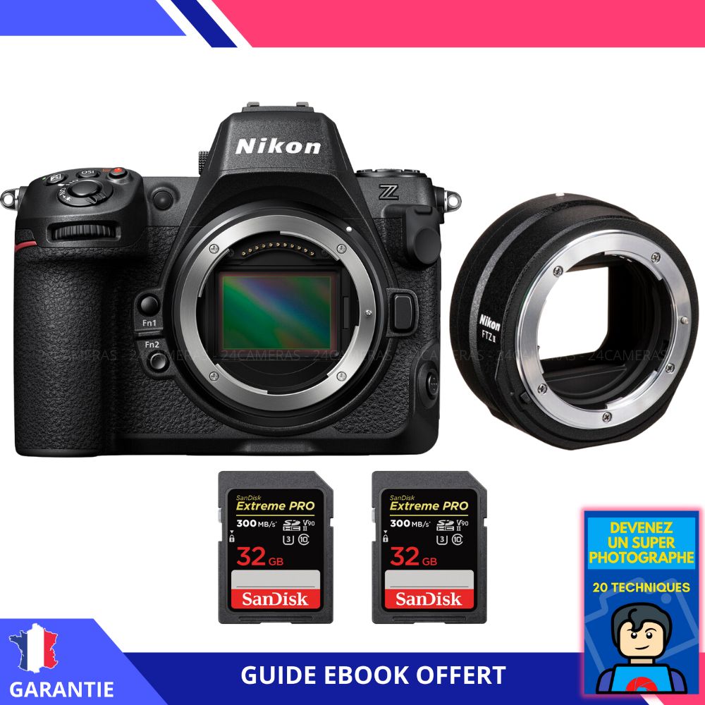Nikon Z8 + FTZ II + 2 SanDisk 32Go Extreme PRO UHS-II SDXC 300 Mo/s - Appareil Photo Nikon
