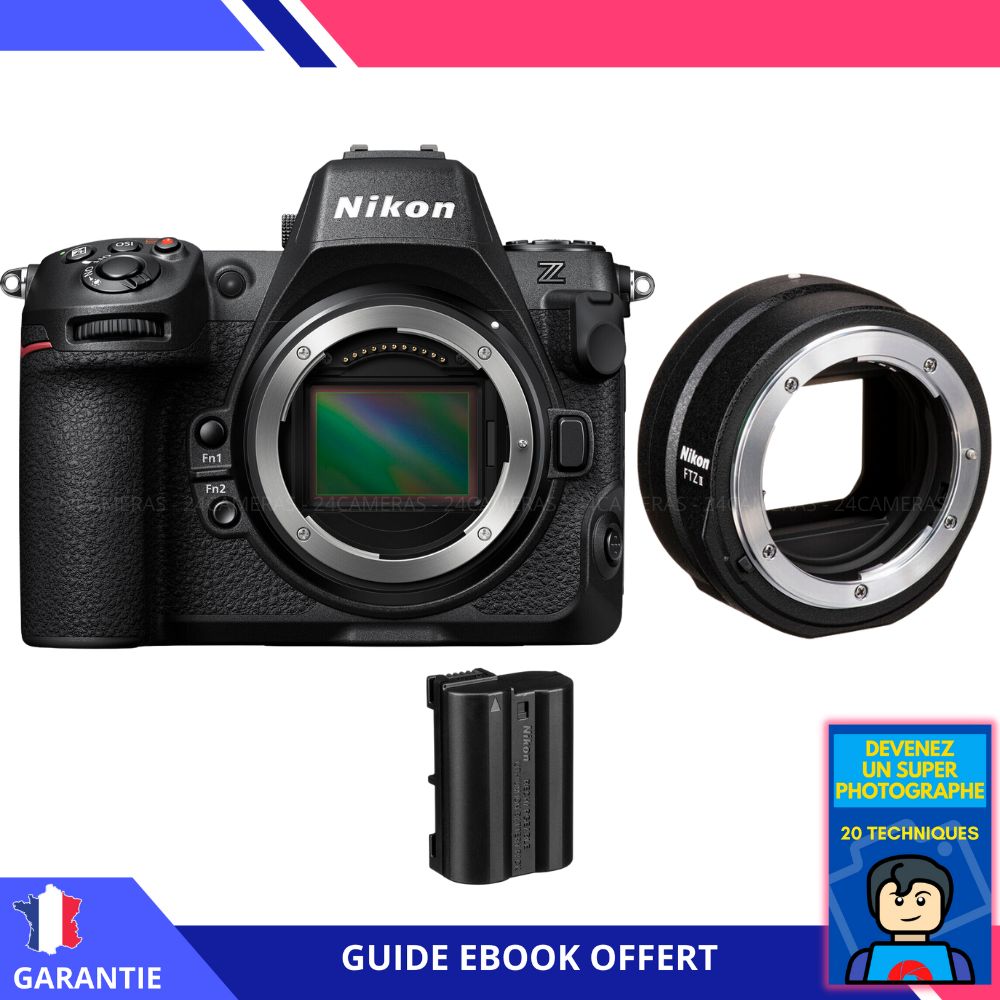 Appareil photo hybride Nikon Z8 + FTZ II + Batterie EN-EL15c + Ebook 'Devenez un Super Photographe'