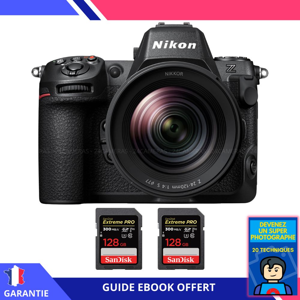 Nikon Z8 + Z 24-120mm F4 S Lens + 2x 128GB SanDisk Extreme PRO UHS-II SDXC Cards + 'Become a Super Photographer' Ebook - Nikon Camera