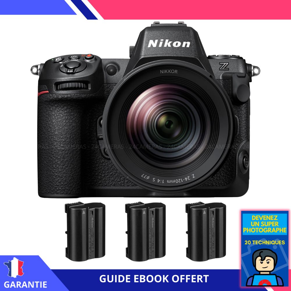 Nikon Z8 + Objectif Z 24-120mm F4 S + 3 Batteries EN-EL15c + Ebook : Devenez un Photographe Superbe - Appareil Photo Nikon
