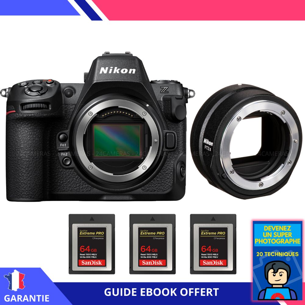 Nikon Z8 + FTZ II + 3 x SanDisk 64 Go Extreme PRO CFexpress Type B + Ebook 'Devenez un Super Photographe' - Appareil photo Nikon