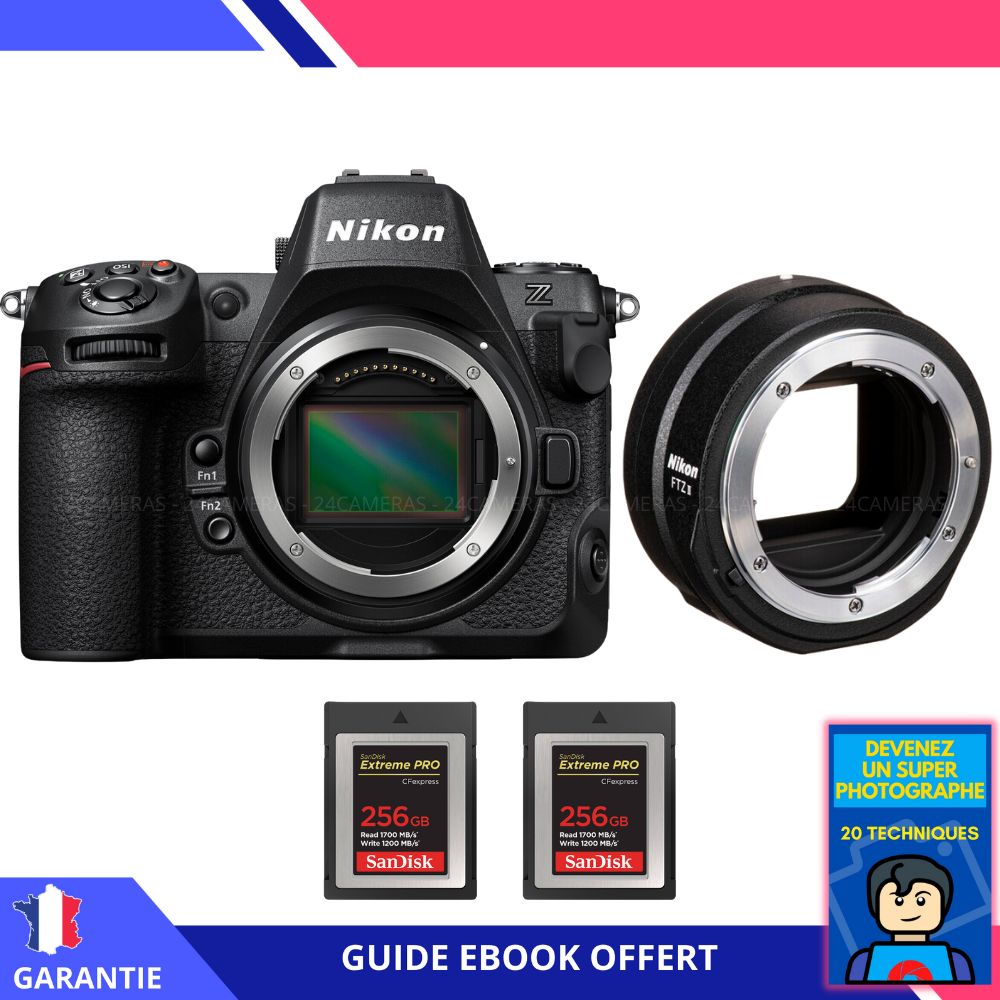 Nikon Z8 + FTZ II + 2 x 256 Go SanDisk Extreme PRO CFexpress Type B + Livre électronique ''Devenez un Super Photographe'' - Appareil photo Nikon