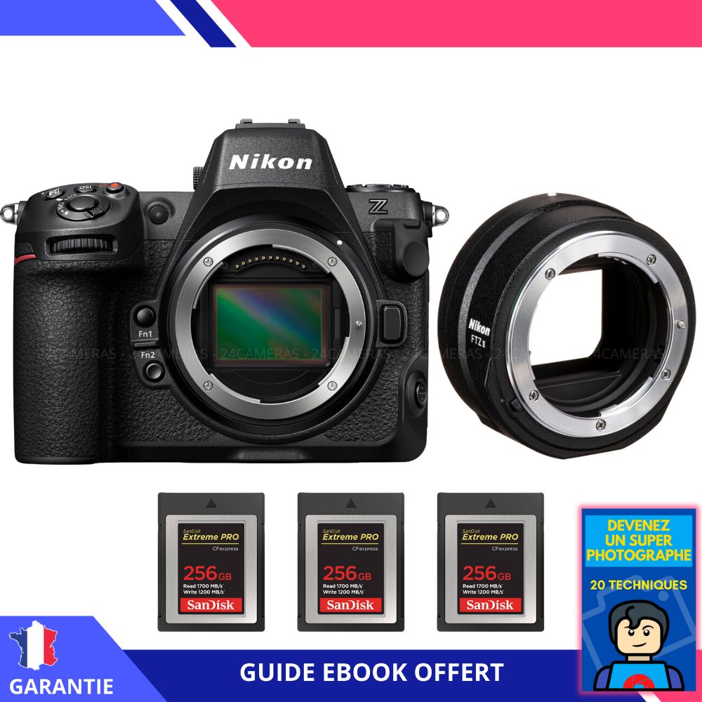Nikon Z8 + FTZ II + 3 x 256 Go SanDisk Extreme PRO CFexpress Type B + Ebook 'Devenez un Super Photographe' - Appareil photo Nikon