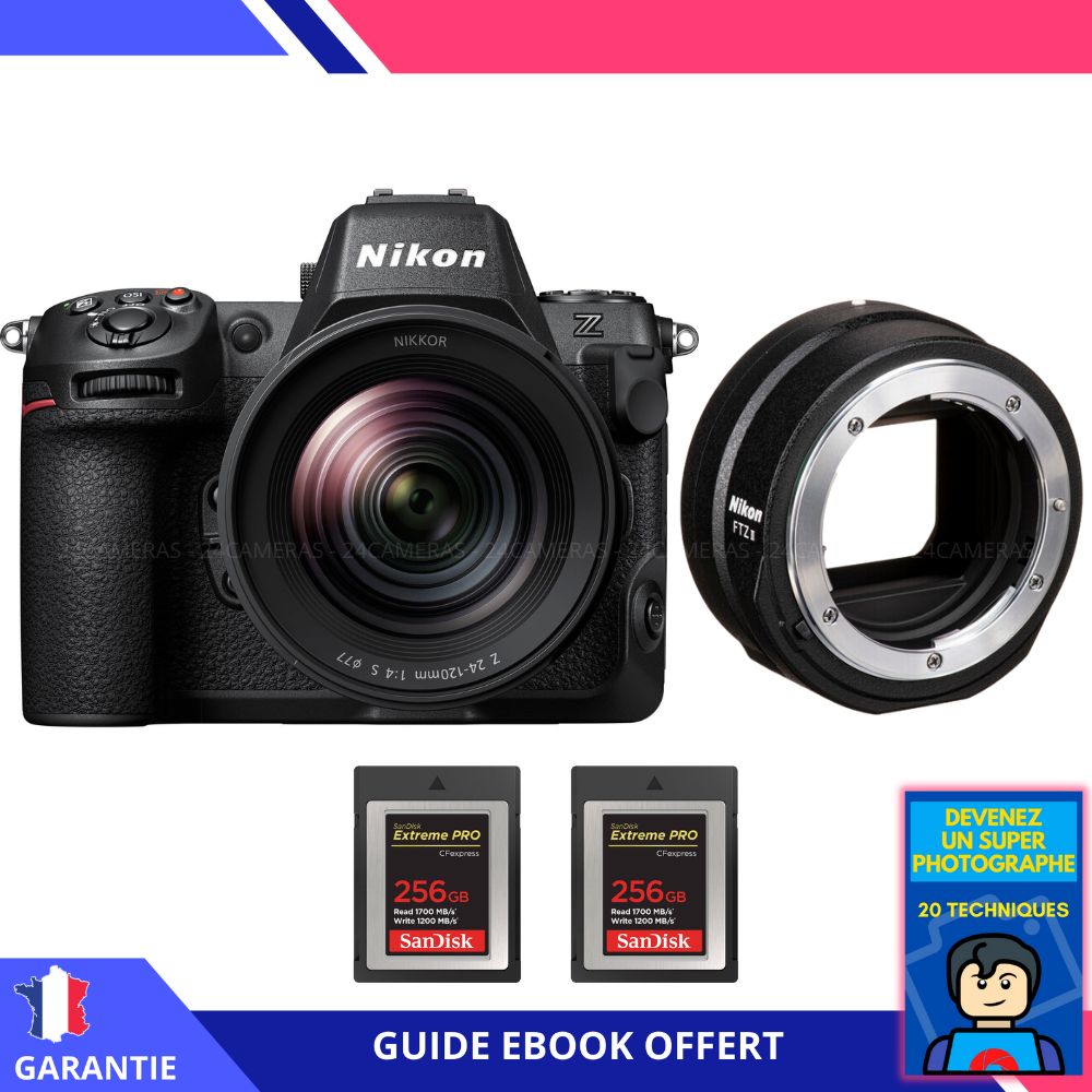 Nikon Z8 + Z 24-120mm F4 S + 2 SanDisk 256GB Extreme PRO CFexpress Type B + Ebook 'Devenez Un Super Photographe' - Appareil Photo Nikon