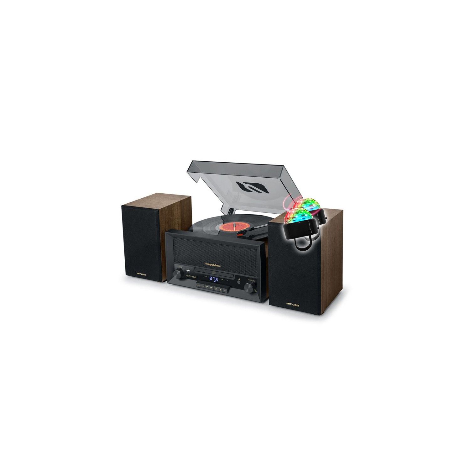 BMI Muse MT-120 MB Vinyl Player with Bluetooth, USB, and 3-Speed Stereo Turntable