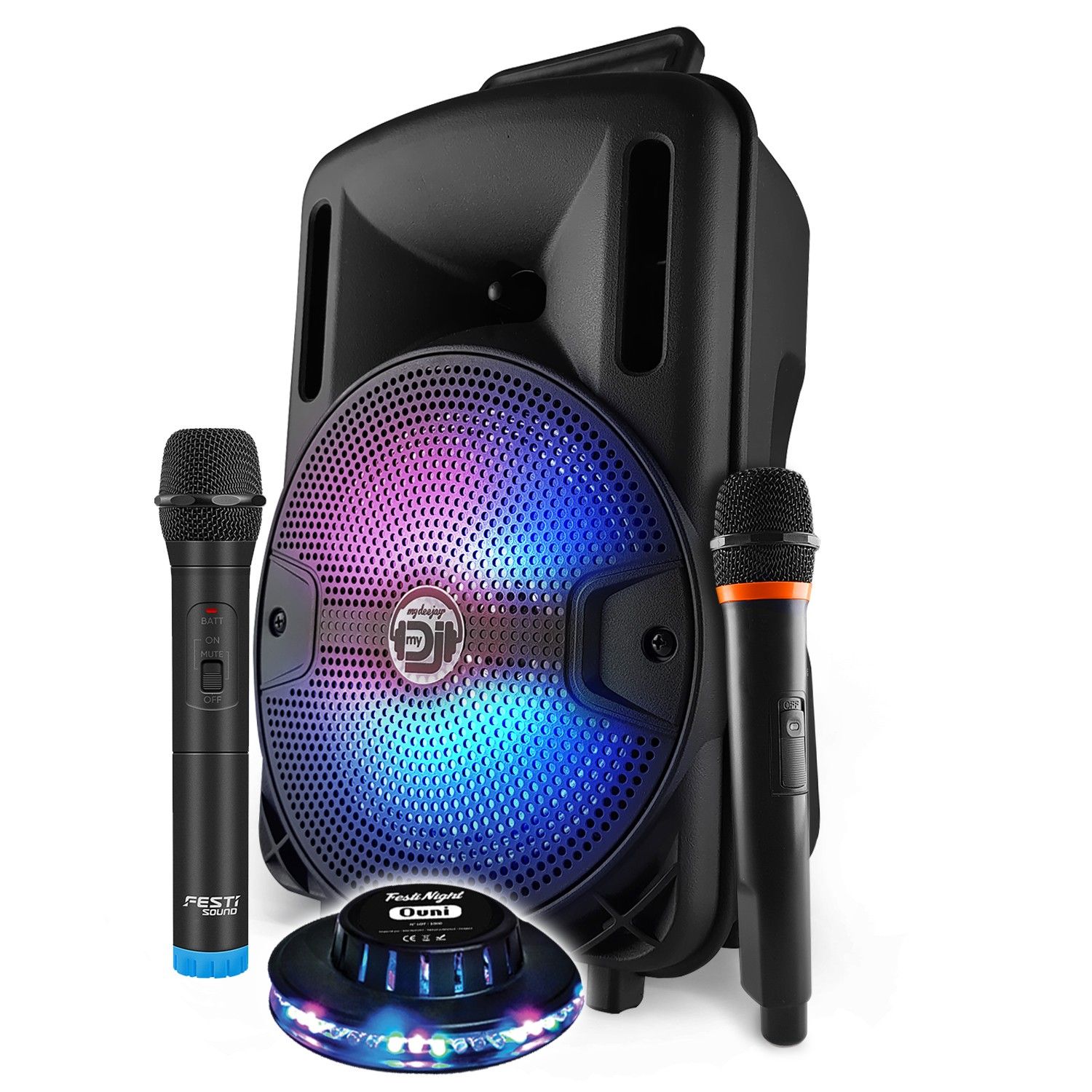 BMI Battery-Powered DJ Speaker with LED Lights and Bluetooth