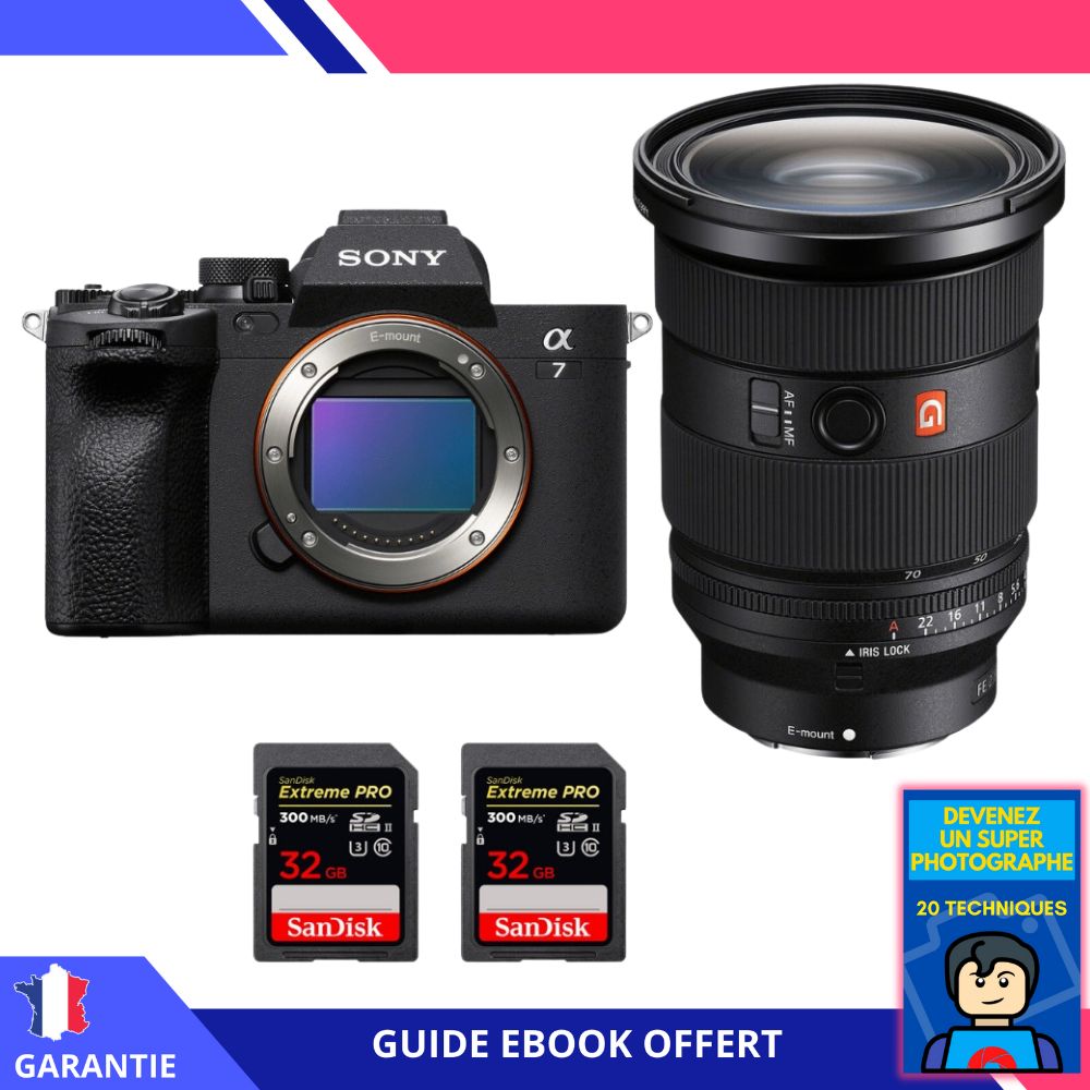Sony Alpha 7 IV + FE 24-70mm f/2.8 GM II + 2 SanDisk 32GB Extreme PRO UHS-II SDXC 300 MB/s Memory Cards + Ebook 'Devenez Un Super Photographe' - Digital Camera Sony