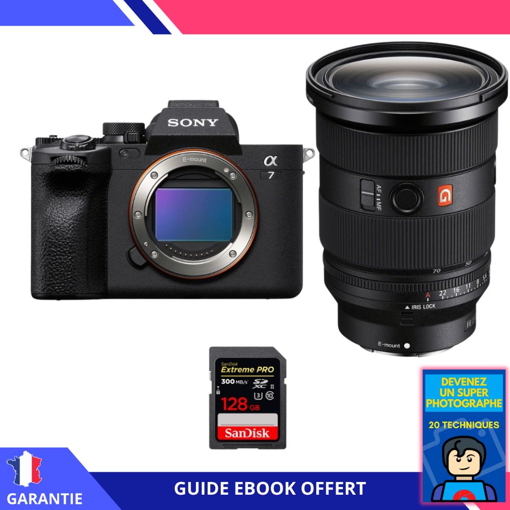 Sony Alpha 7 IV + Objectif FE 24-70mm f/2.8 GM II + Carte mémoire SanDisk 128 Go Extreme PRO UHS-II SDXC 300 Mo/s + Ebook 'Devenez un Super Photographe' - Appareil photo Sony