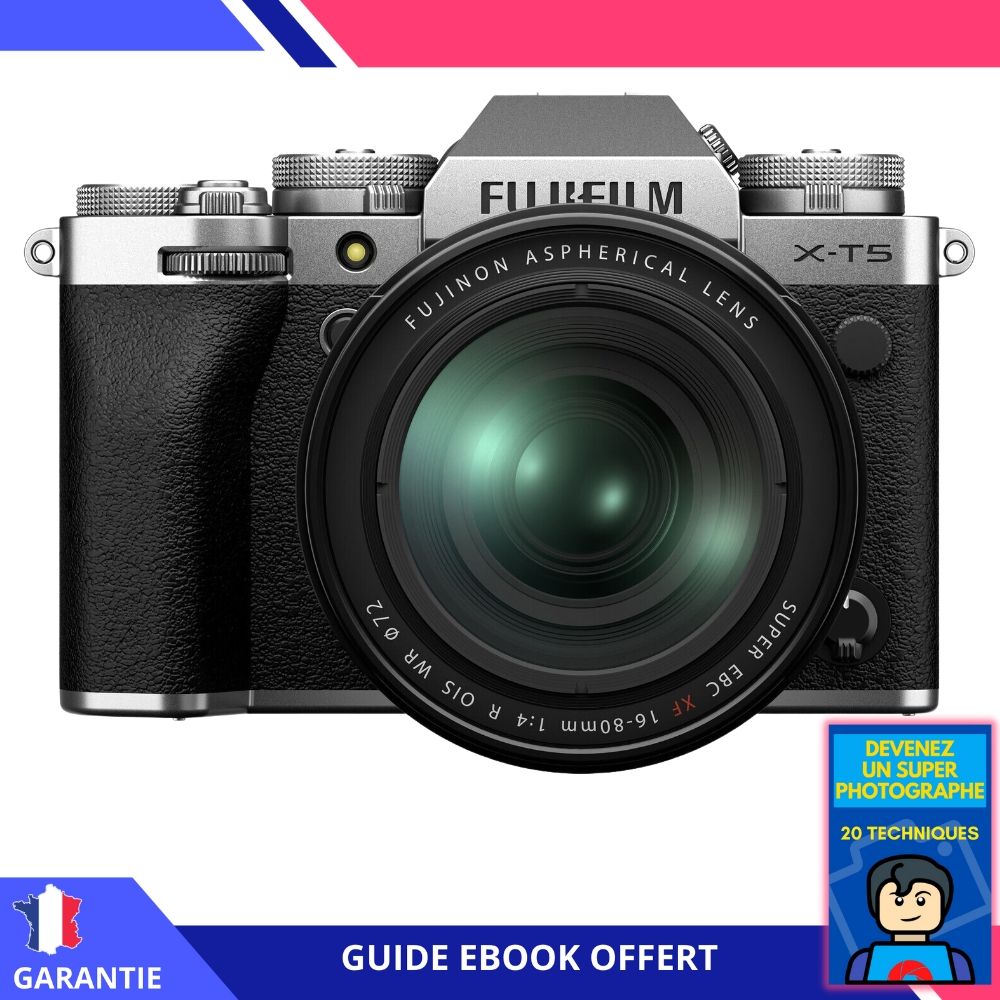 Fujifilm X-T5 + 16-80mm f/4 R OIS WR (Silver) Ebook Bundle - Hybrid Camera