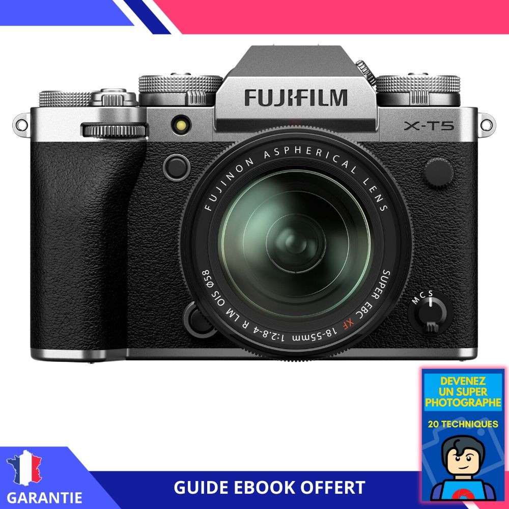 Fujifilm X-T5 + 18-55mm f/2.8-4 R LM OIS (Argent) + Ebook 'Devenez un Photographe Extraordinaire' - Appareil Hybride