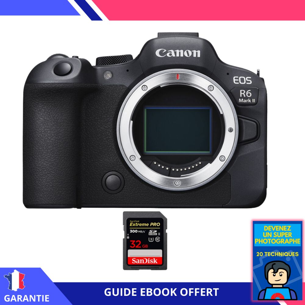 Canon EOS R6 Mark II Camera + 1 SanDisk 32GB Extreme PRO UHS-II SDXC Card + Ebook 'Become a Super Photographer'