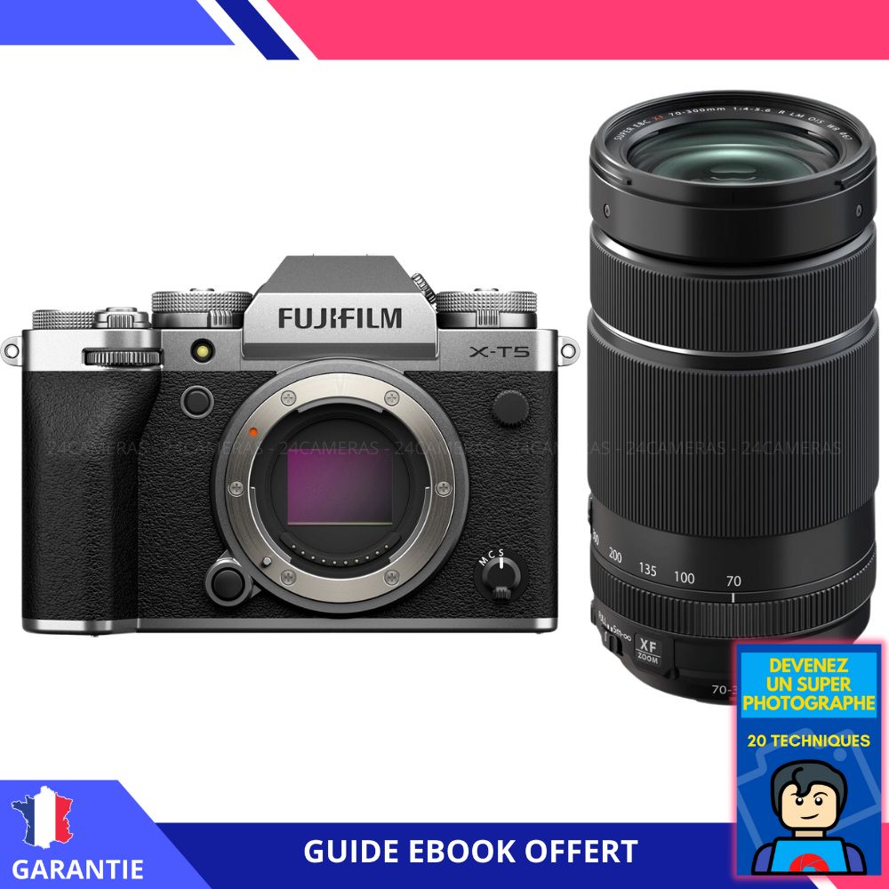 Fujifilm X-T5 Silver + XF 70-300mm f/4-5.6 R LM OIS WR + Ebook 'Devenez Un Super Photographe' - Camera Fujifilm