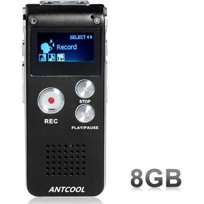 Enregistreur vocal ANTCOOL - Mini USB - 8 Go - 650 heures - Lecteur MP3