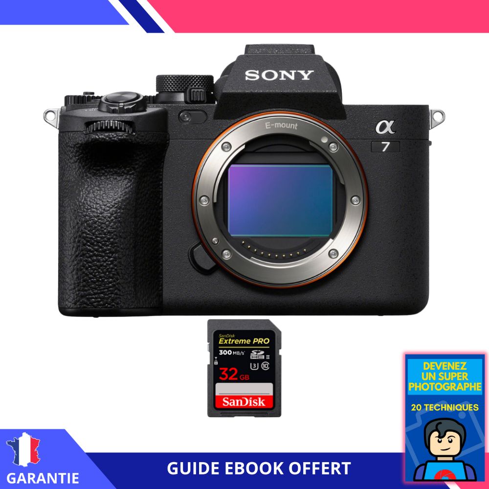 Sony A7 IV Nu + 1 SanDisk 32GB Extreme PRO UHS-II SDXC 300 MB/s + Ebook 'Devenez Un Super Photographe' - Hybrid Sony