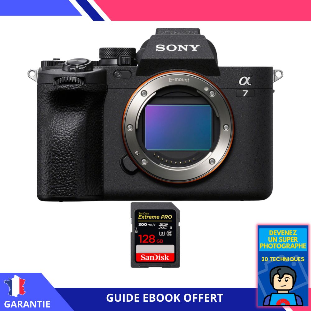Sony A7 IV Nu + 1 SanDisk 128GB Extreme PRO UHS-II SDXC 300 MB/s + Ebook 'Devenez Un Super Photographe' - Hybrid Sony