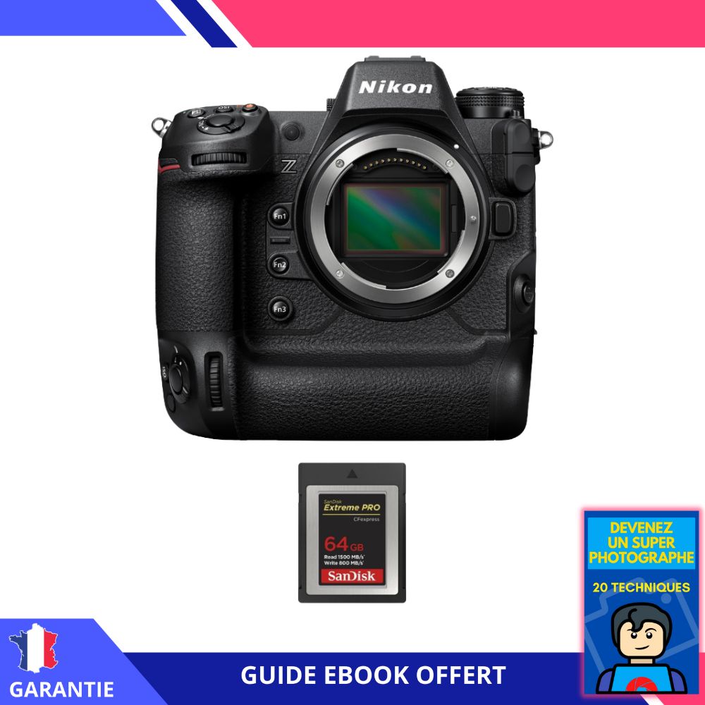 Nikon Z9 Nu + 1 Carte SanDisk 64Go Extreme PRO CFexpress Type B + Guide 'Devenez un Super Photographe' - Appareil Photo Hybride Nikon