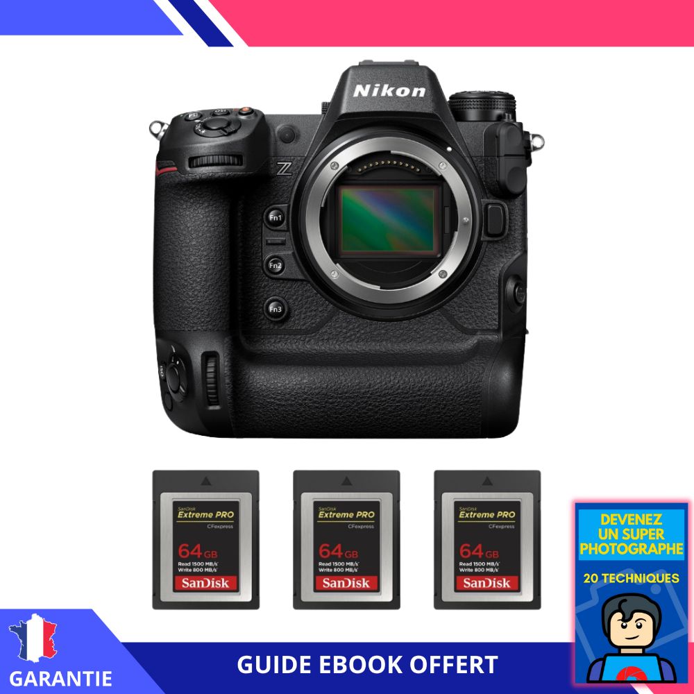 Nikon Z9 Nu + 3 SanDisk 64GB Extreme PRO CFexpress Type B + Ebook 'Devenez Un Super Photographe' - Hybrid Nikon