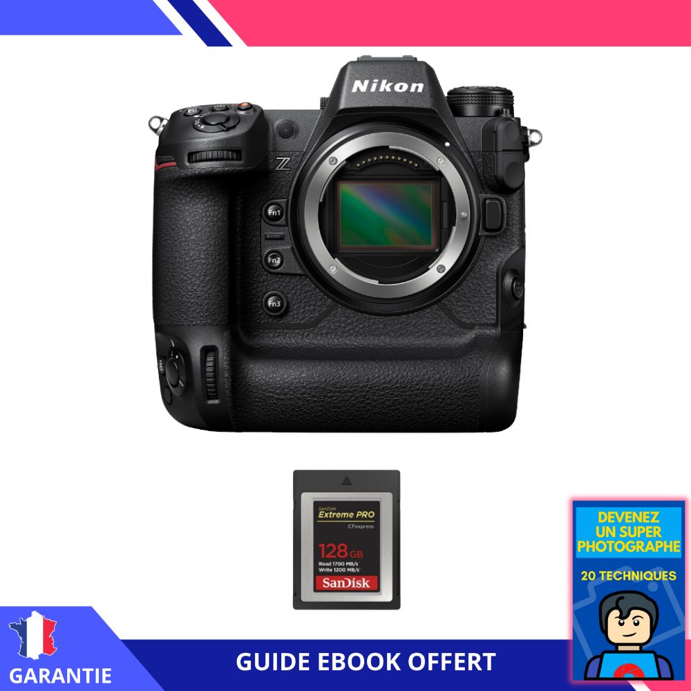 Nikon Z9 Nu + 1 SanDisk 128GB Extreme PRO CFexpress Type B + Ebook 'Devenez Un Super Photographe' - Hybrid Nikon Camera