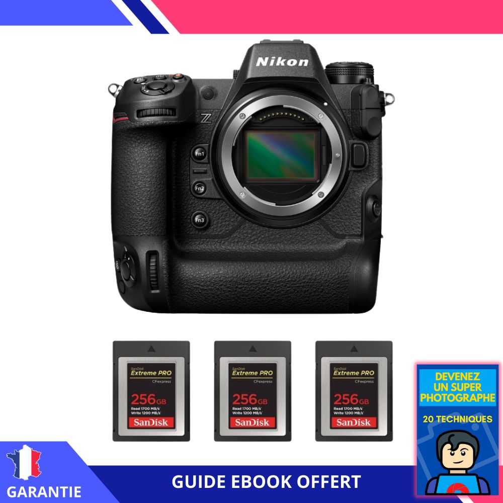 Nikon Z9 Nu + 3 SanDisk 256GB Extreme PRO CFexpress Type B + Ebook 'Devenez Un Super Photographe' - Hybrid Nikon