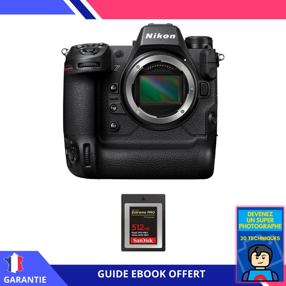 Nikon Z9 Nu + 1 carte Sandisk 512Go Extreme PRO CFexpress Type B + ebook 'Devenez un Super Photographe' - Appareil photo hybride Nikon
