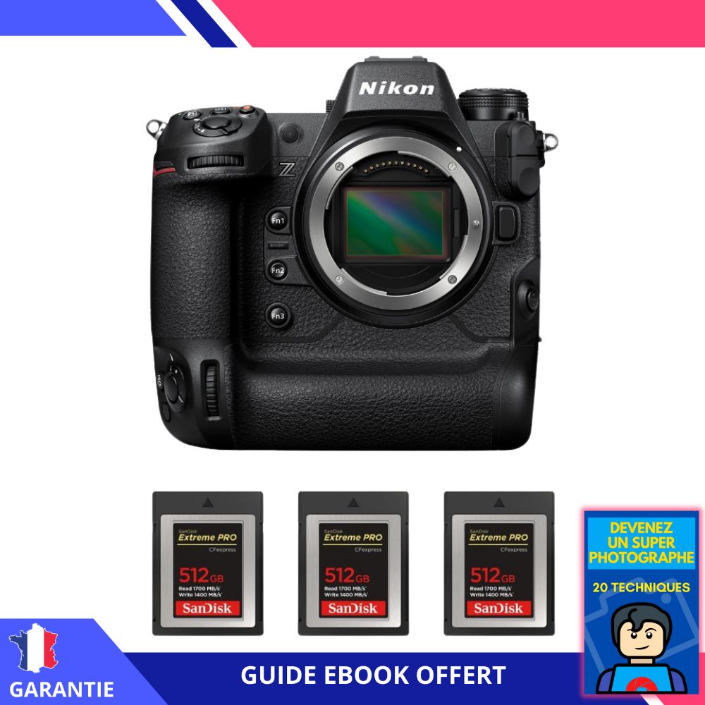 Nikon Z9 Nu + 3 SanDisk 512GB Extreme PRO CFexpress Type B + Ebook 'Devenez Un Super Photographe' - Hybrid Nikon