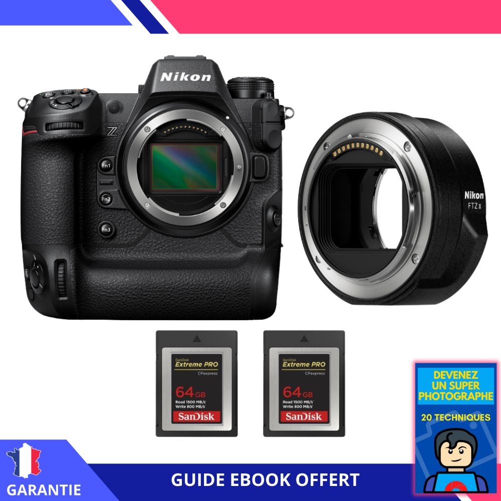 Nikon Z9 + FTZ II + 2 SanDisk 64GB Extreme PRO CFexpress Type B + Ebook 'Devenez Un Super Photographe' - Hybrid Nikon