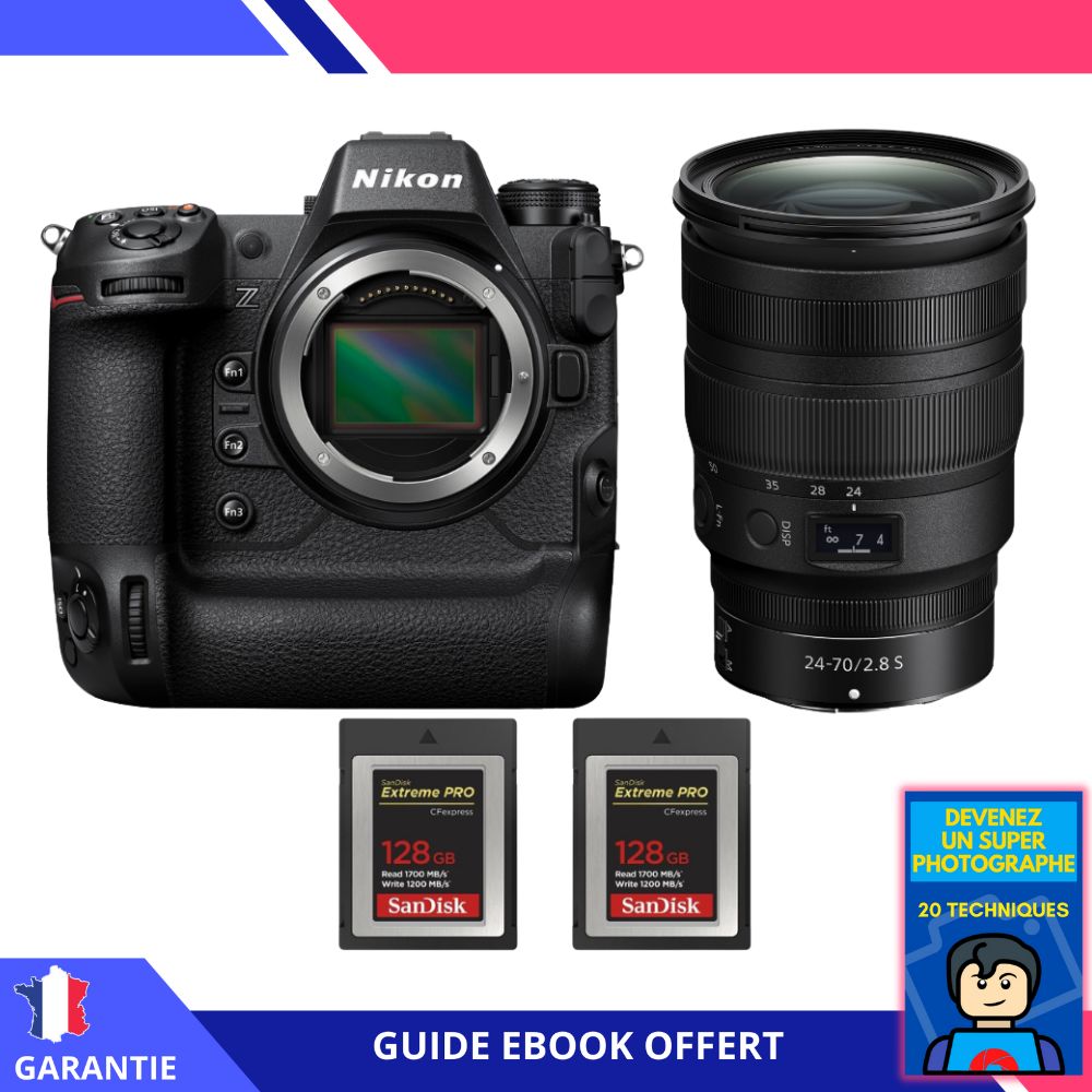 Nikon Z9 + Objectif Z 24-70mm f/2.8 S + 2 Cartes Sandisk 128Go Extreme PRO CFexpress Type B + Ebook 'Devenez un Super Photographe' - Hybrid Nikon
