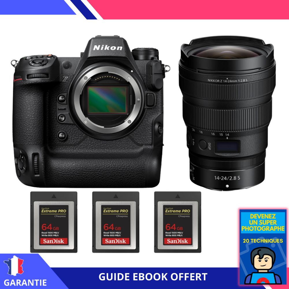 Nikon Z9 + Z 14-24mm f/2.8 S + 3 SanDisk 64GB Extreme PRO CFexpress Type B + Ebook 'Devenez Un Super Photographe' - Hybrid Camera