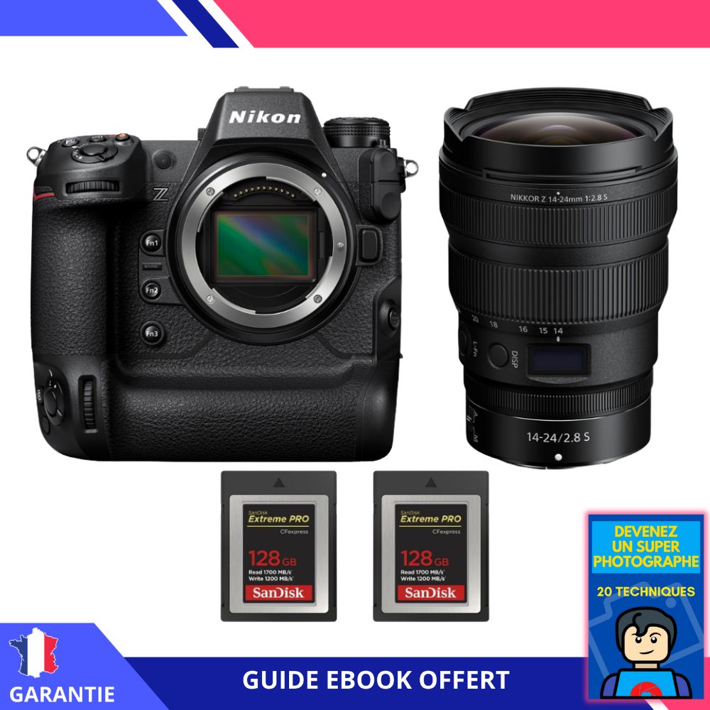 Nikon Z9 + Z 14-24mm f/2.8 S Lens + 2x 128GB SanDisk Extreme PRO CFexpress Type B + 'Become a Super Photographer' Ebook - Nikon Hybrid Camera