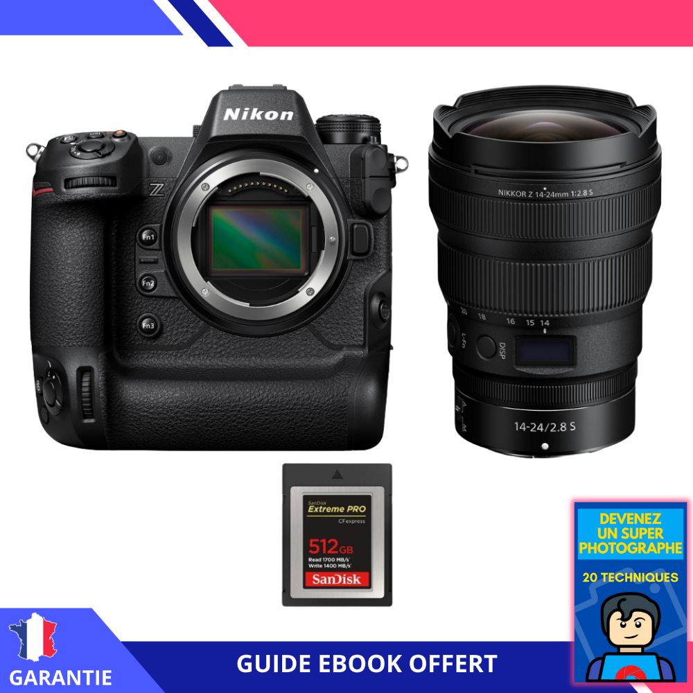 Nikon Z9 + Objectif Z 14-24mm f/2,8 S + Carte Sandisk 512Go Extreme PRO CFexpress Type B + Ebook 'Devenez un Super Photographe' - Hybride Nikon
