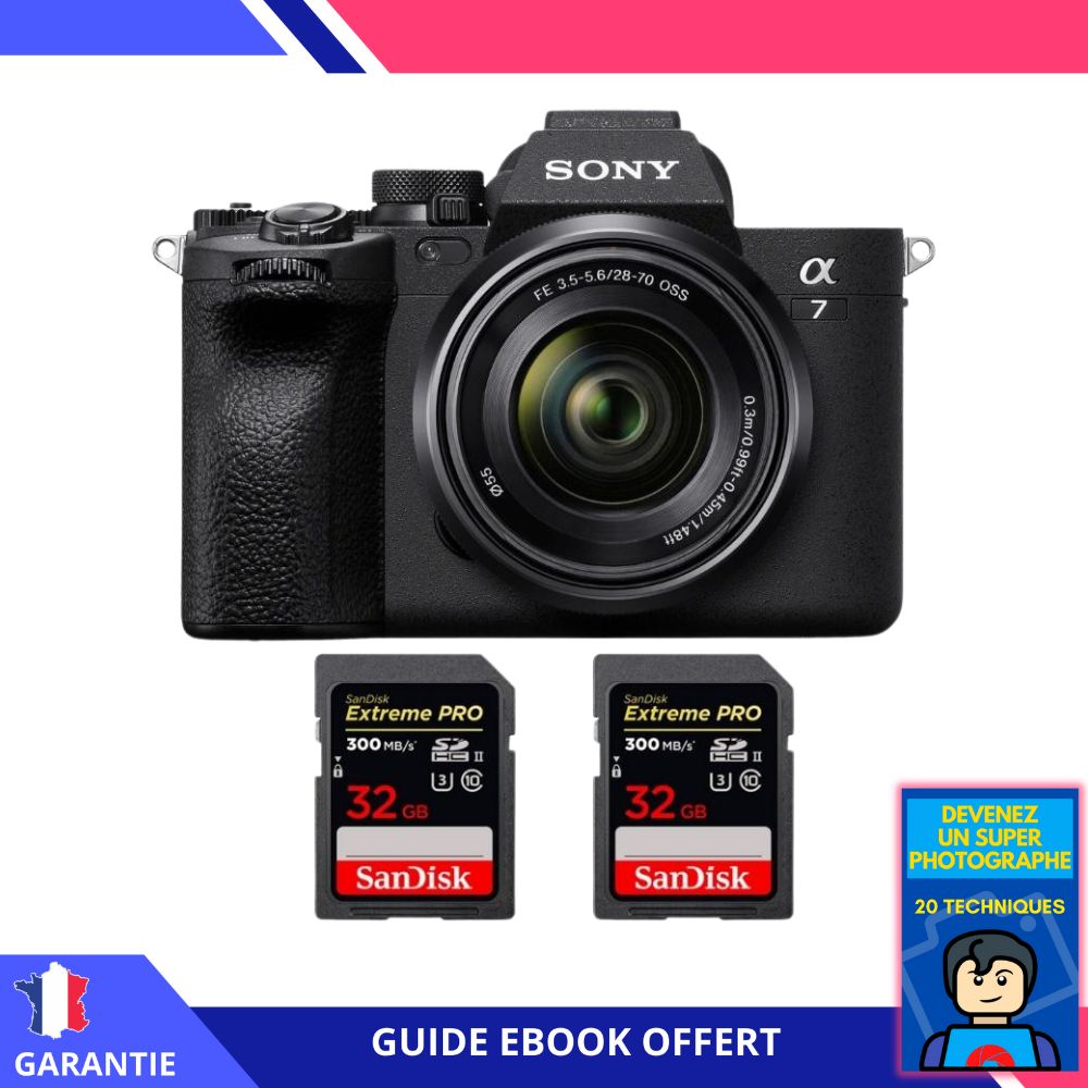 Sony A7 IV + FE 28-70mm F3.5-5.6 OSS Lens + 2x SanDisk 32GB Extreme PRO UHS-II SDXC Cards + 'Become a Super Photographer' Ebook - Hybrid Sony