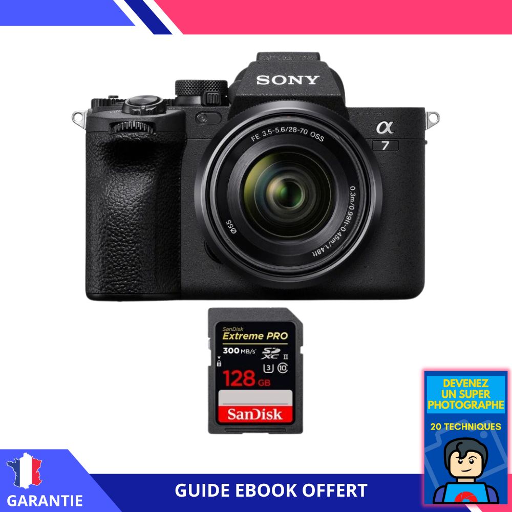 Sony A7 IV + FE 28-70mm F3.5-5.6 OSS Lens + 1 SanDisk 128GB Extreme PRO UHS-II SDXC Card + 'Become a Super Photographer' Ebook - Hybrid Sony
